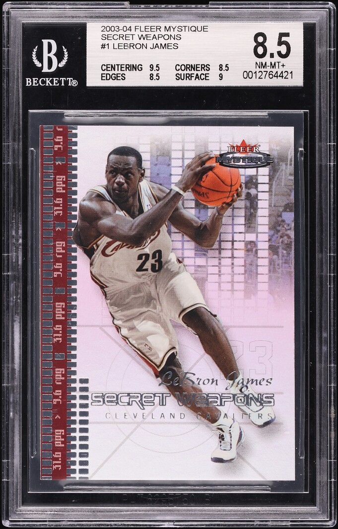 2003 Fleer Mystique Secret Weapons LeBron James ROOKIE /500 #1 BGS 8.5 NM-MT+
