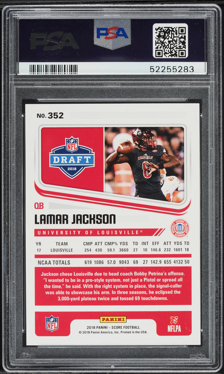 2018 Score Gold Lamar Jackson ROOKIE #352 PSA 10 GEM MINT