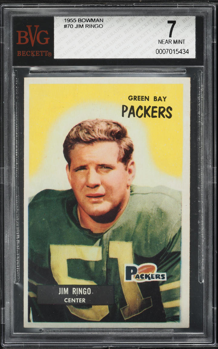 1955 Bowman Football Jim Ringo ROOKIE #70 BVG 7 NRMT