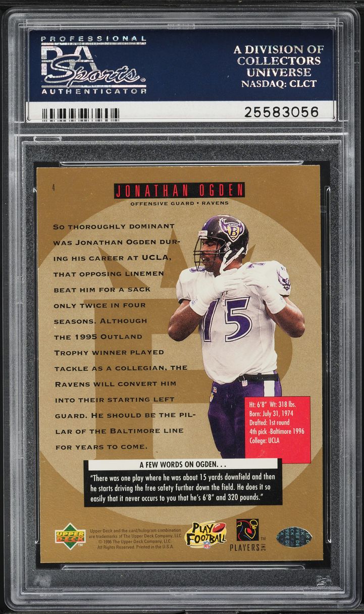 1996 SP Football Jonathan Ogden ROOKIE #4 PSA 9 MINT