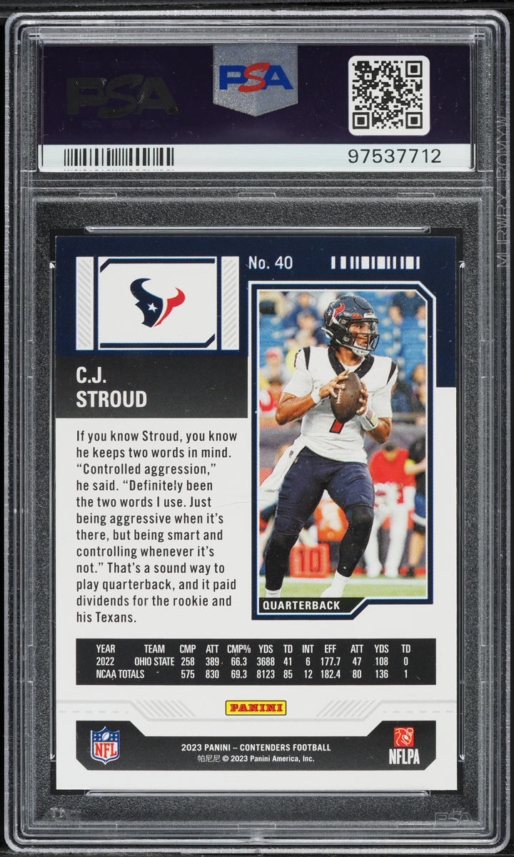2023 Panini Contenders Red Game Ticket C.J. Stroud ROOKIE #40 PSA 7 NRMT
