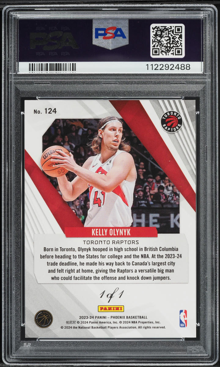 2023 Panini Phoenix Gold Vinyl Kelly Olynyk 1/1 #124 PSA 10 GEM MINT