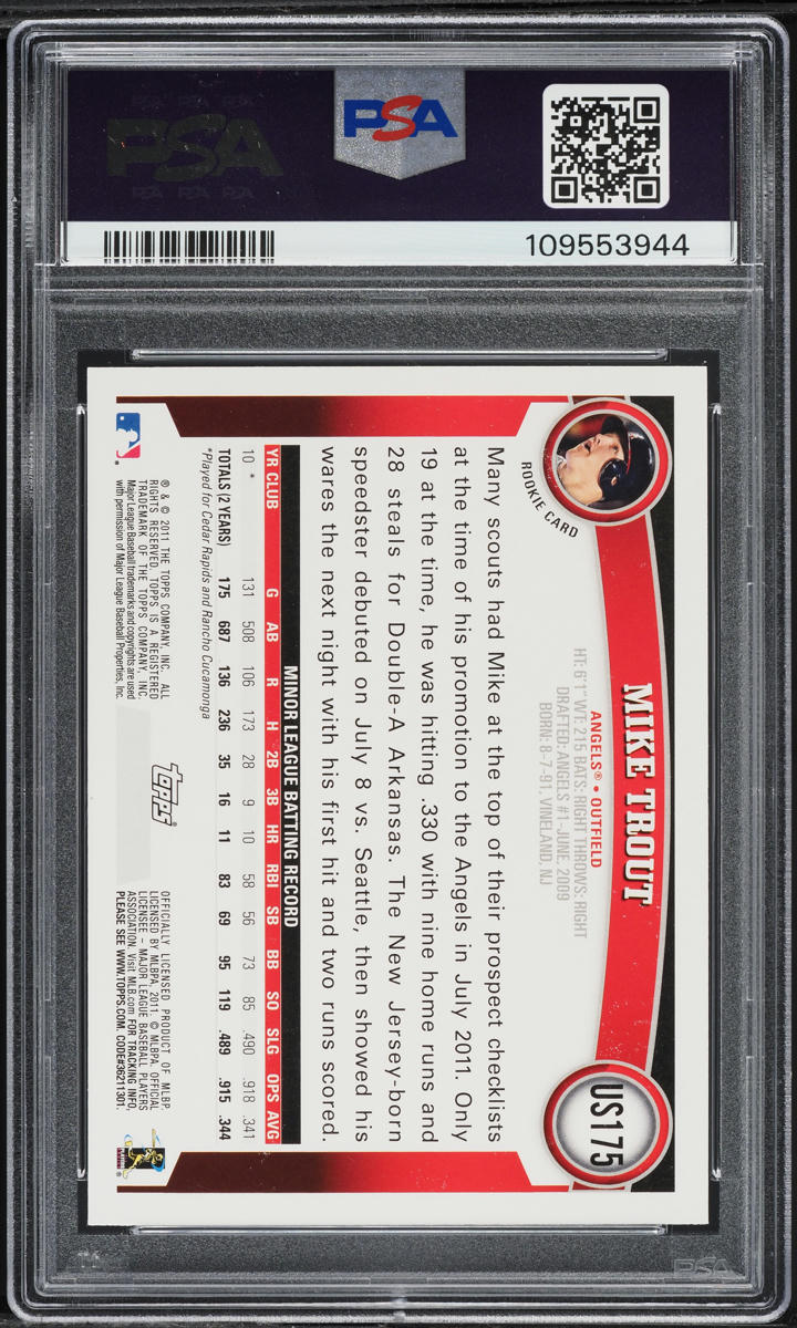 2011 Topps Update Diamond Anniversary Mike Trout ROOKIE #US175 PSA 7 NRMT