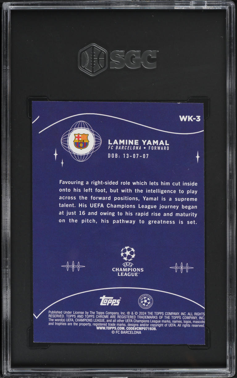 2023 Topps Chrome UEFA Club Competitions Wonderkids Lamine Yamal ROOKIE SGC 3