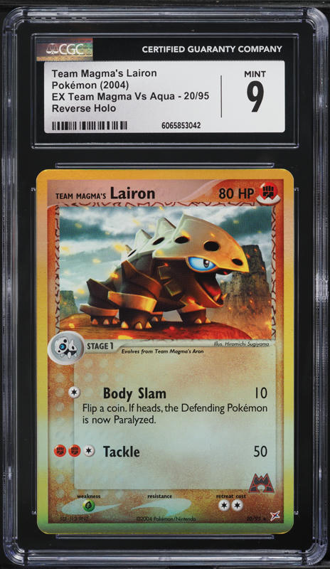 2004 Pokemon EX Team Magma Vs Aqua Reverse Holo Team Magma's Lairon #20 CGC 9