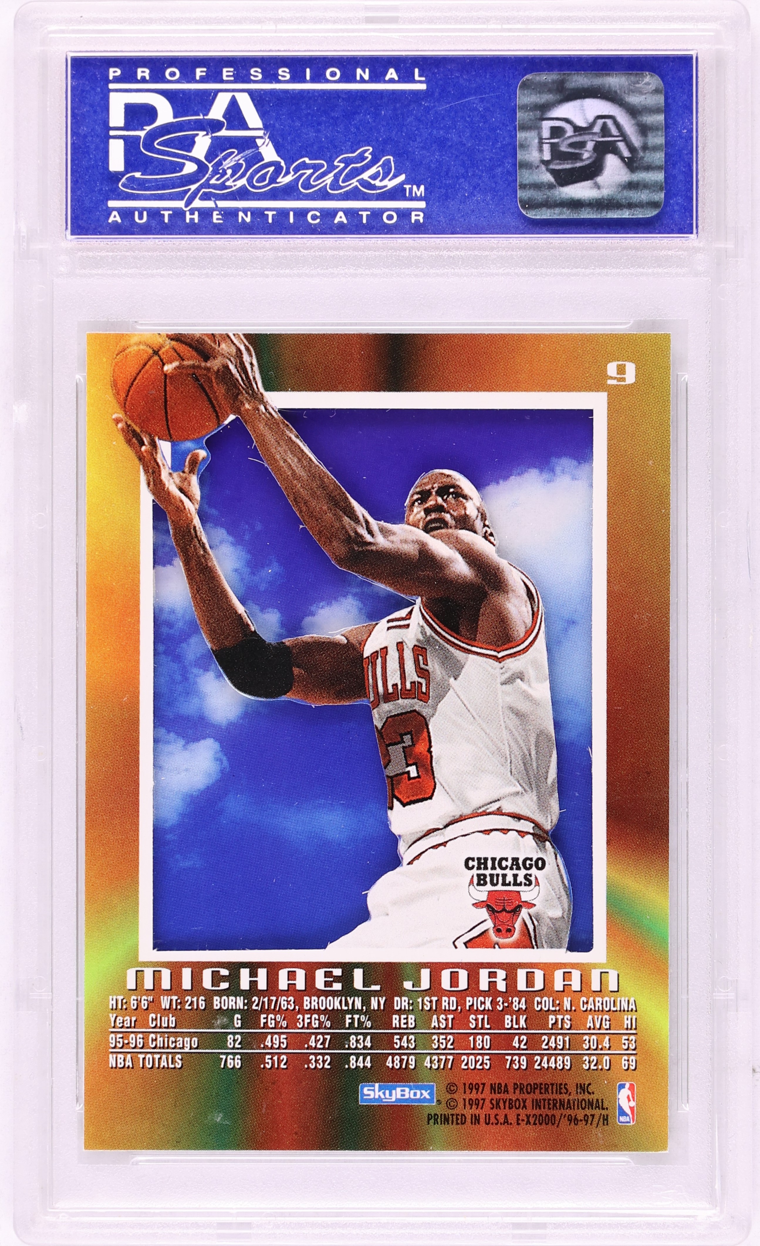 1996 Skybox E-X2000 Michael Jordan #9 PSA 9 MINT on Fanatics Collect