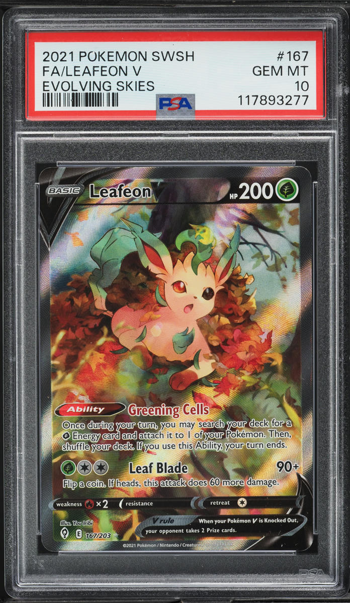 2021 Pokemon SWSH Evolving Skies Alt Art Leafeon V #167 PSA 10 GEM MINT