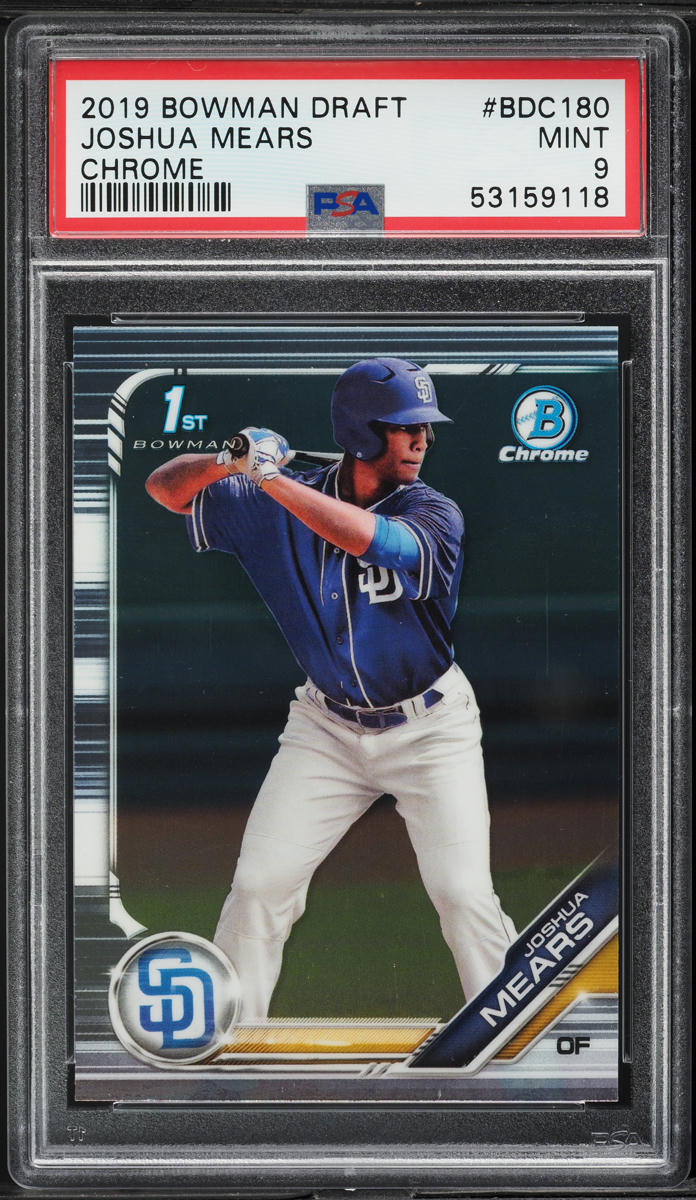 2019 Bowman Chrome Draft Joshua Mears PROSPECT #BDC-180 PSA 9 MINT