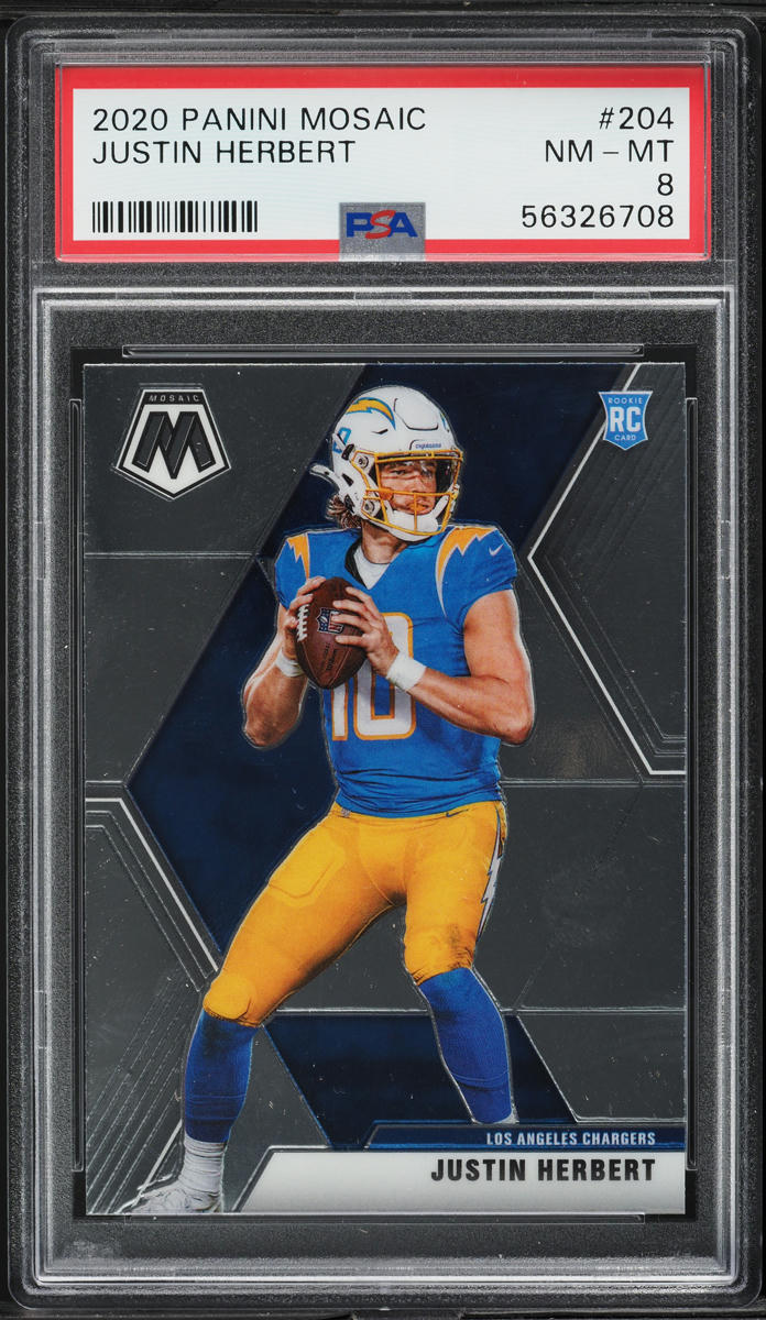 2020 Panini Mosaic Justin Herbert ROOKIE #204 PSA 8 NM-MT