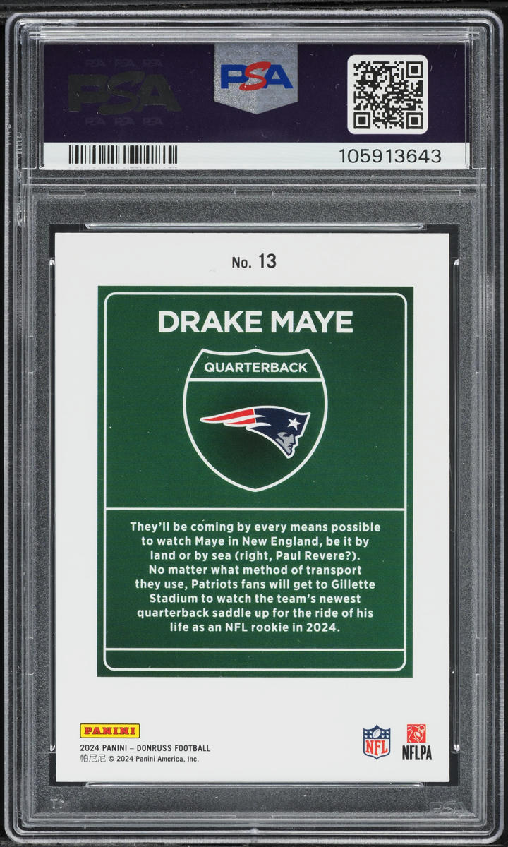 2024 Donruss Downtown Drake Maye ROOKIE #13 PSA 10 GEM MINT