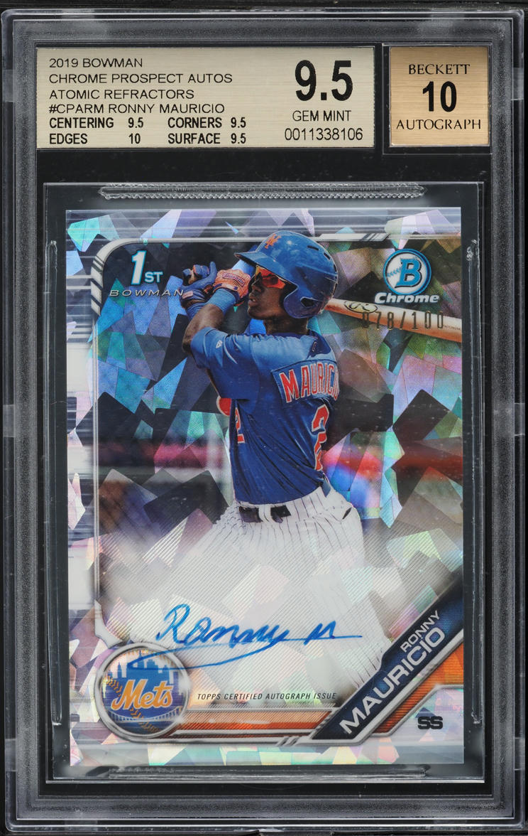 2019 Bowman Chrome Atomic Refractor Ronny Mauricio AUTO /100 BGS 9.5 GEM MINT