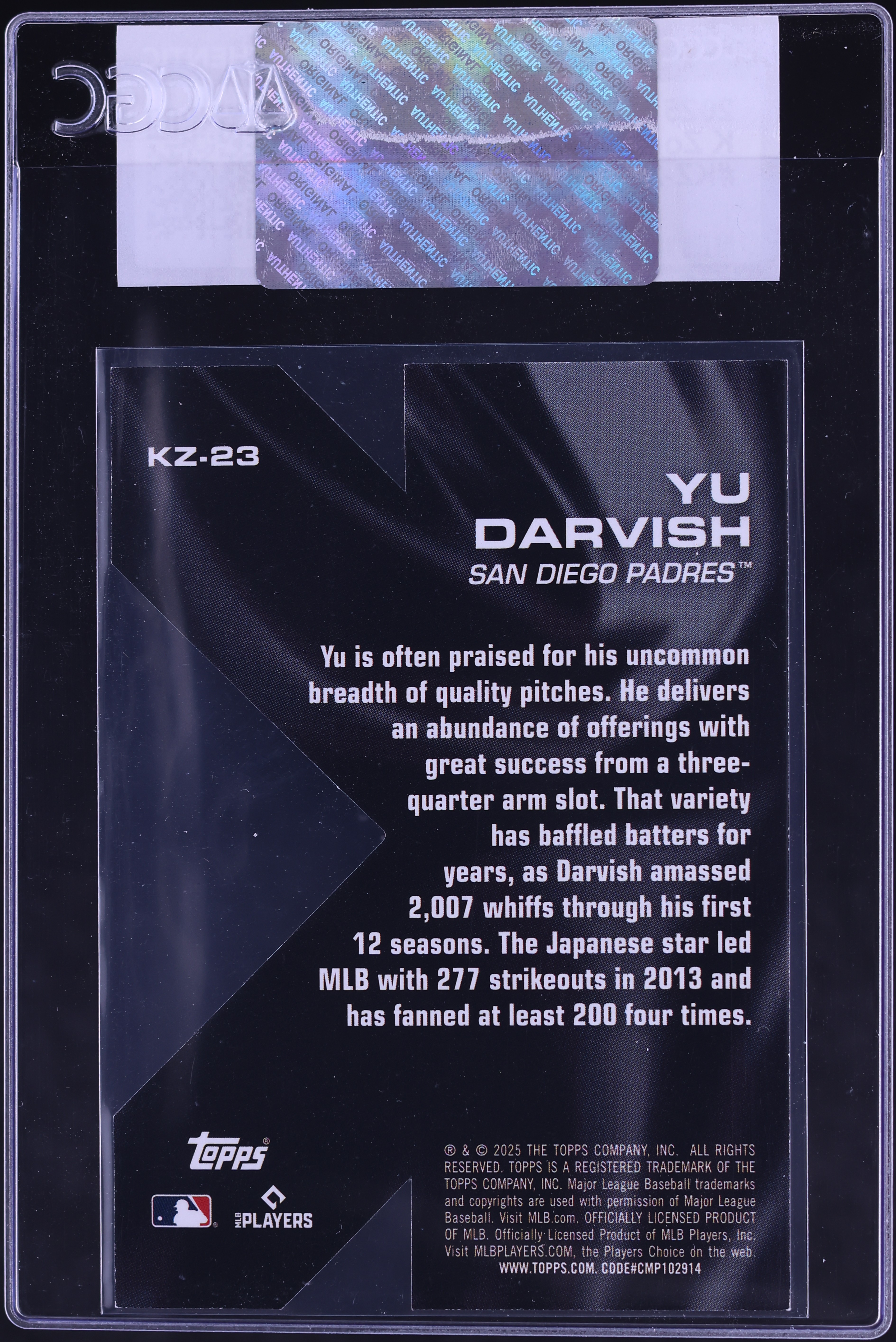 2025 Topps K Zone Die-Cuts Yu Darvish #KZ-23 CGC AUTH on Fanatics