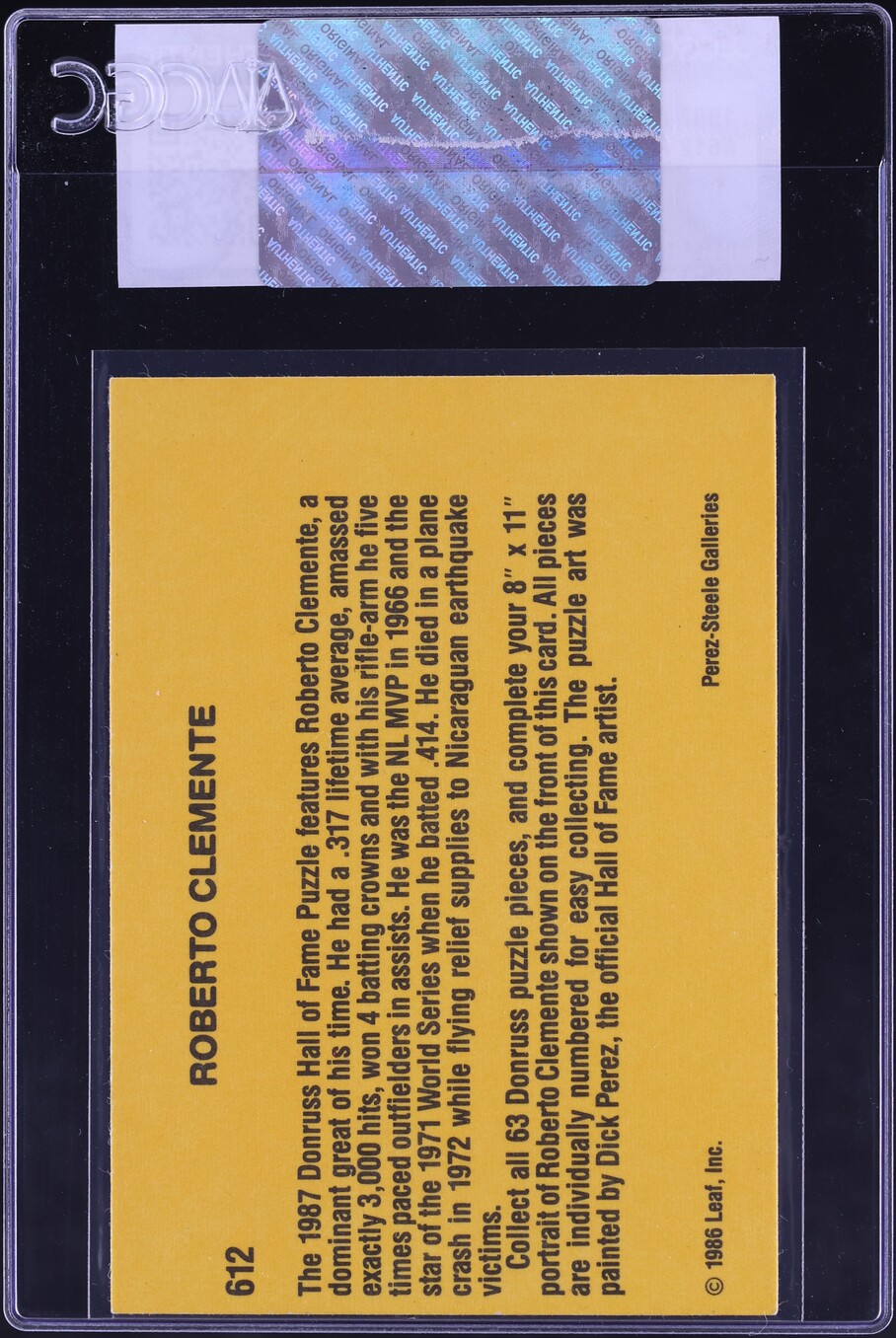 1987 Donruss Roberto Clemente #612 CGC AUTH