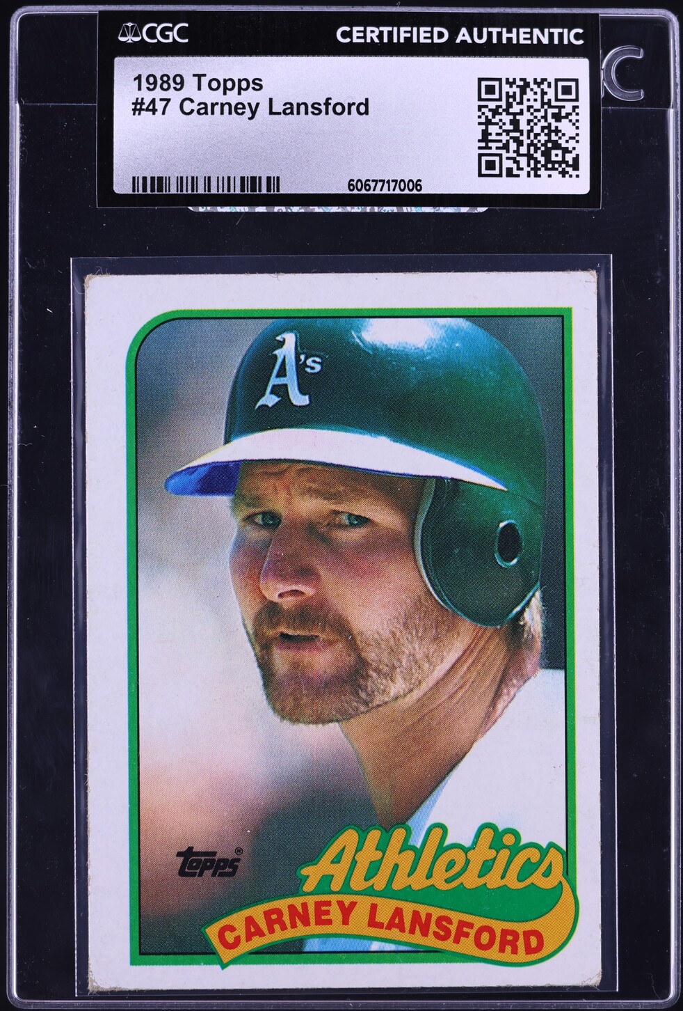 1989 Topps Carney Lansford #47 CGC AUTH