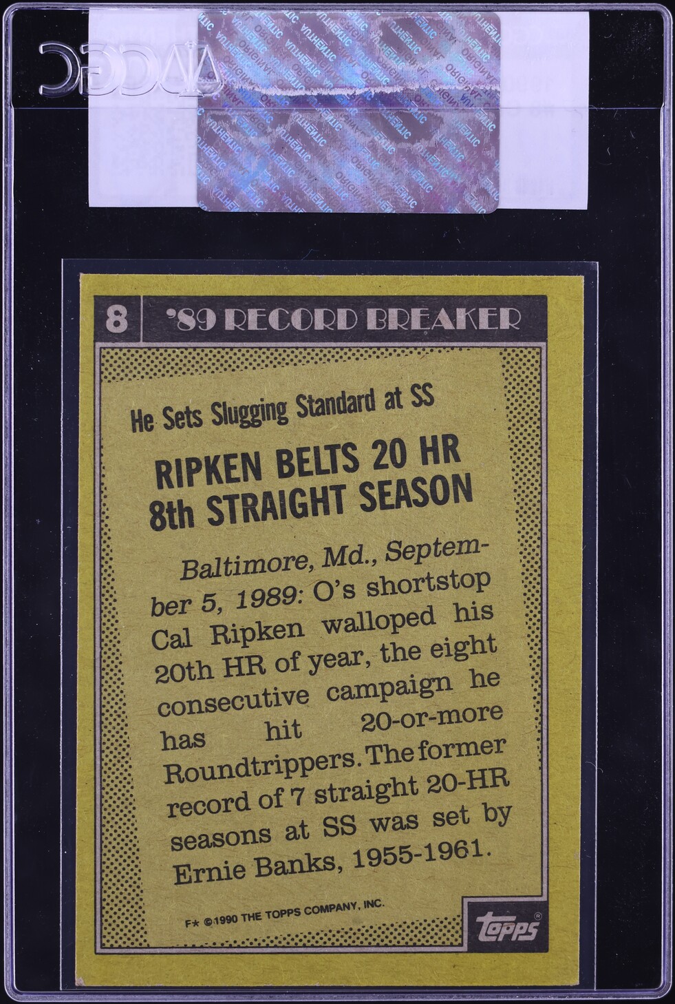 1990 Topps Cal Ripken Jr. #8 CGC AUTH