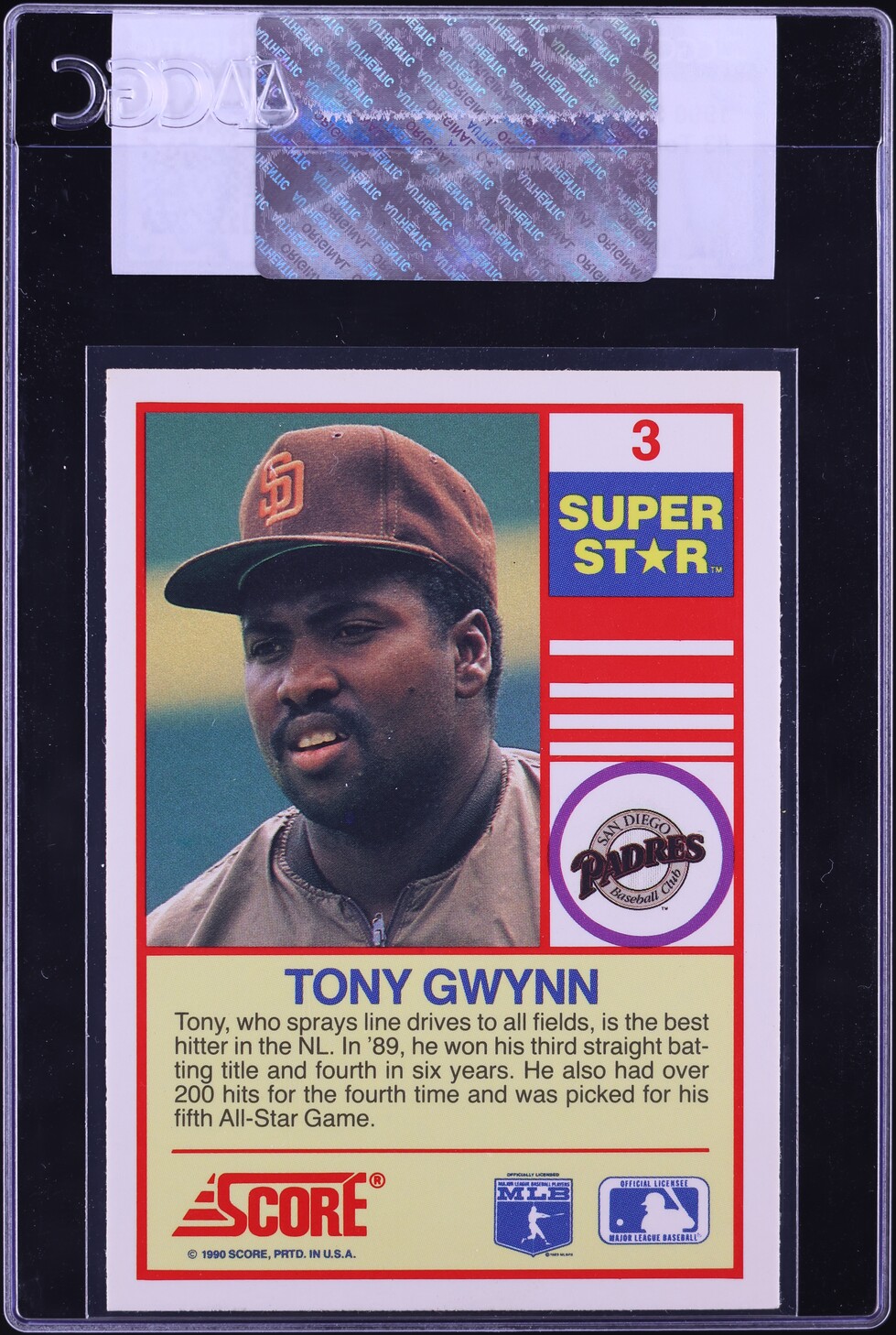 1990 Score 100 Superstars Tony Gwynn #3 CGC AUTH