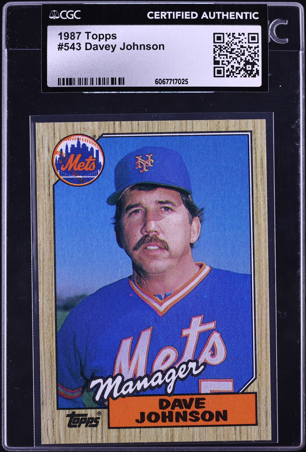 1987 Topps Davey Johnson #543 CGC AUTH