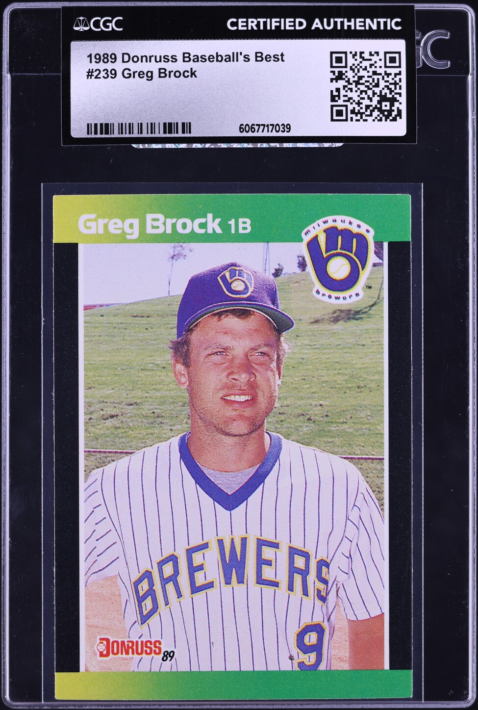 1989 Donruss Baseball's Best Greg Brock #239 CGC AUTH