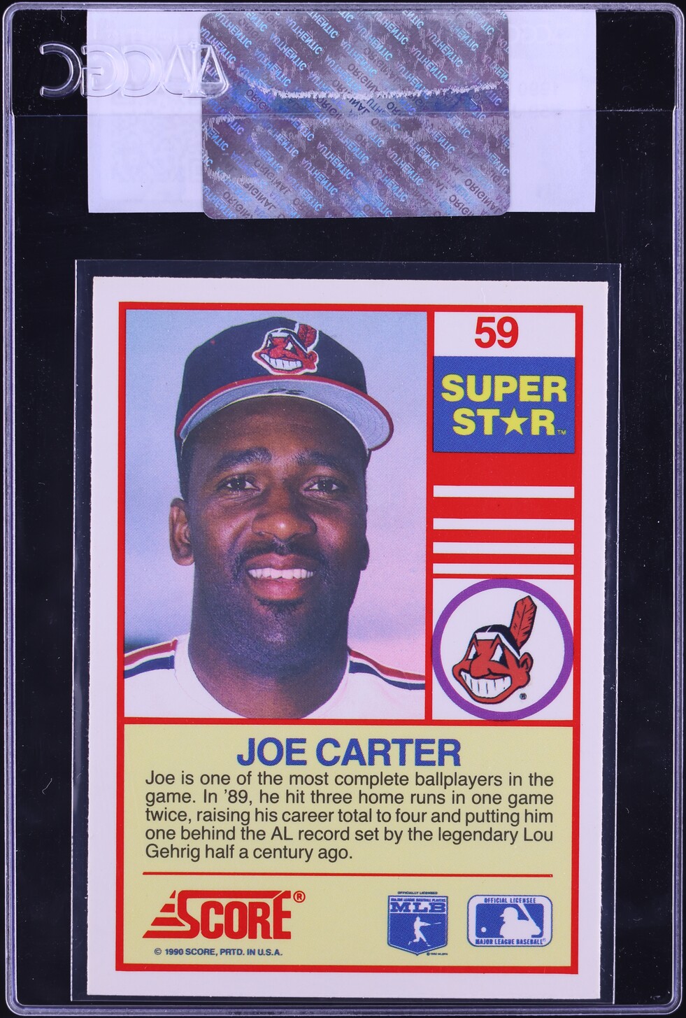 1990 Score 100 Superstars Joe Carter #59 CGC AUTH