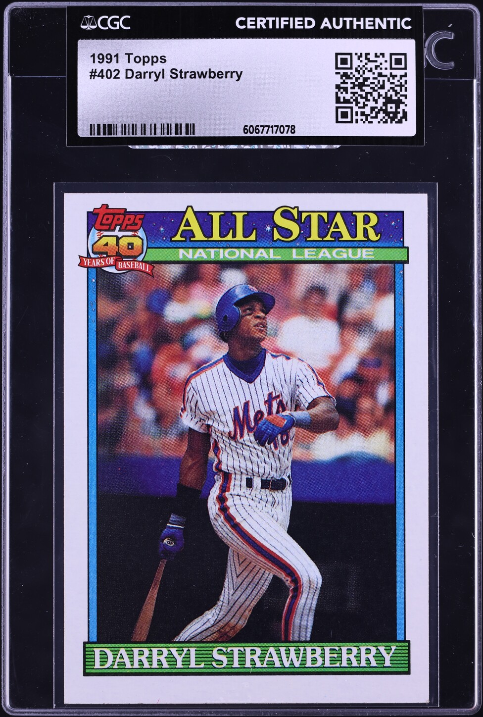 1991 Topps Darryl Strawberry #402 CGC AUTH