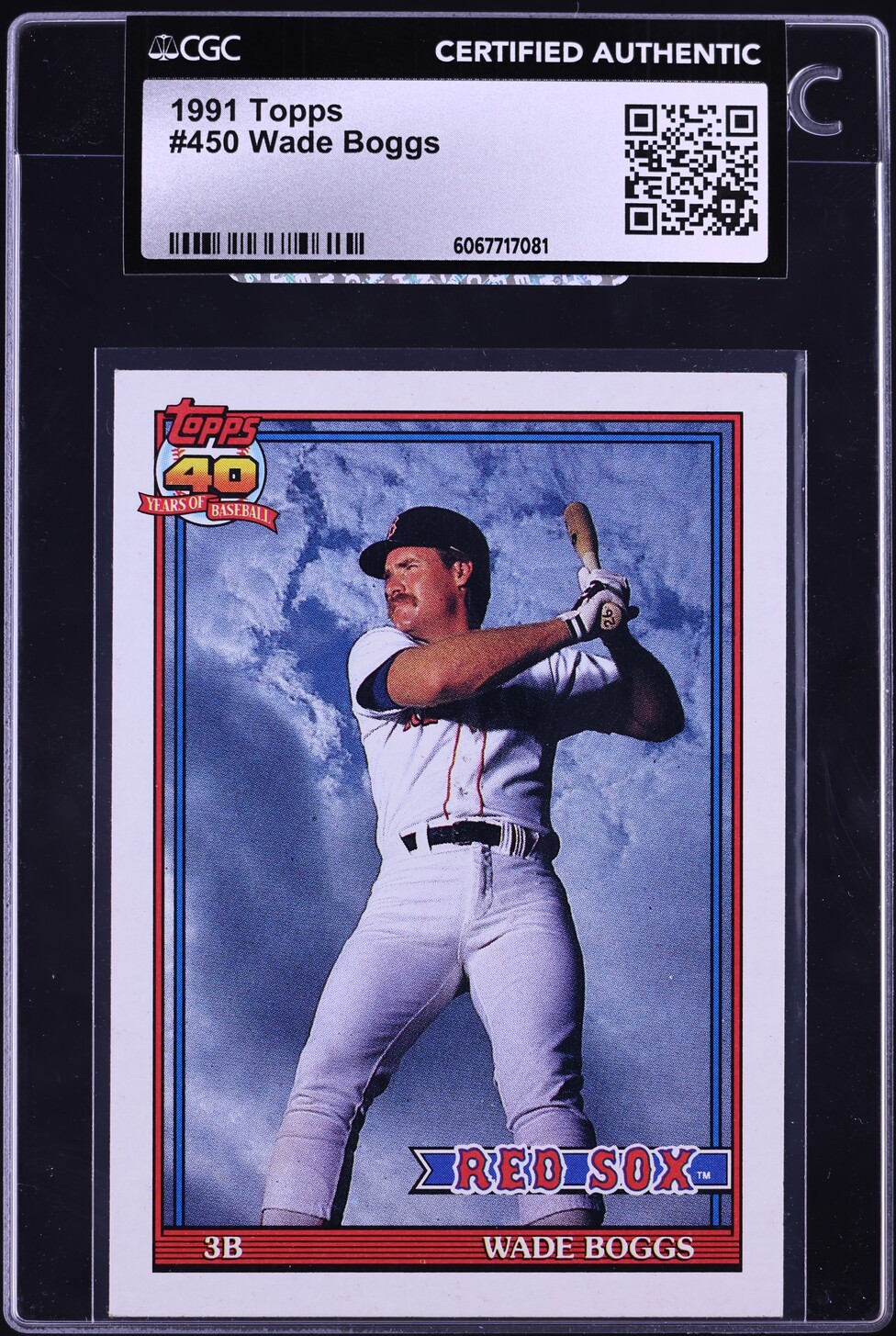 1991 Topps Wade Boggs #450 CGC AUTH