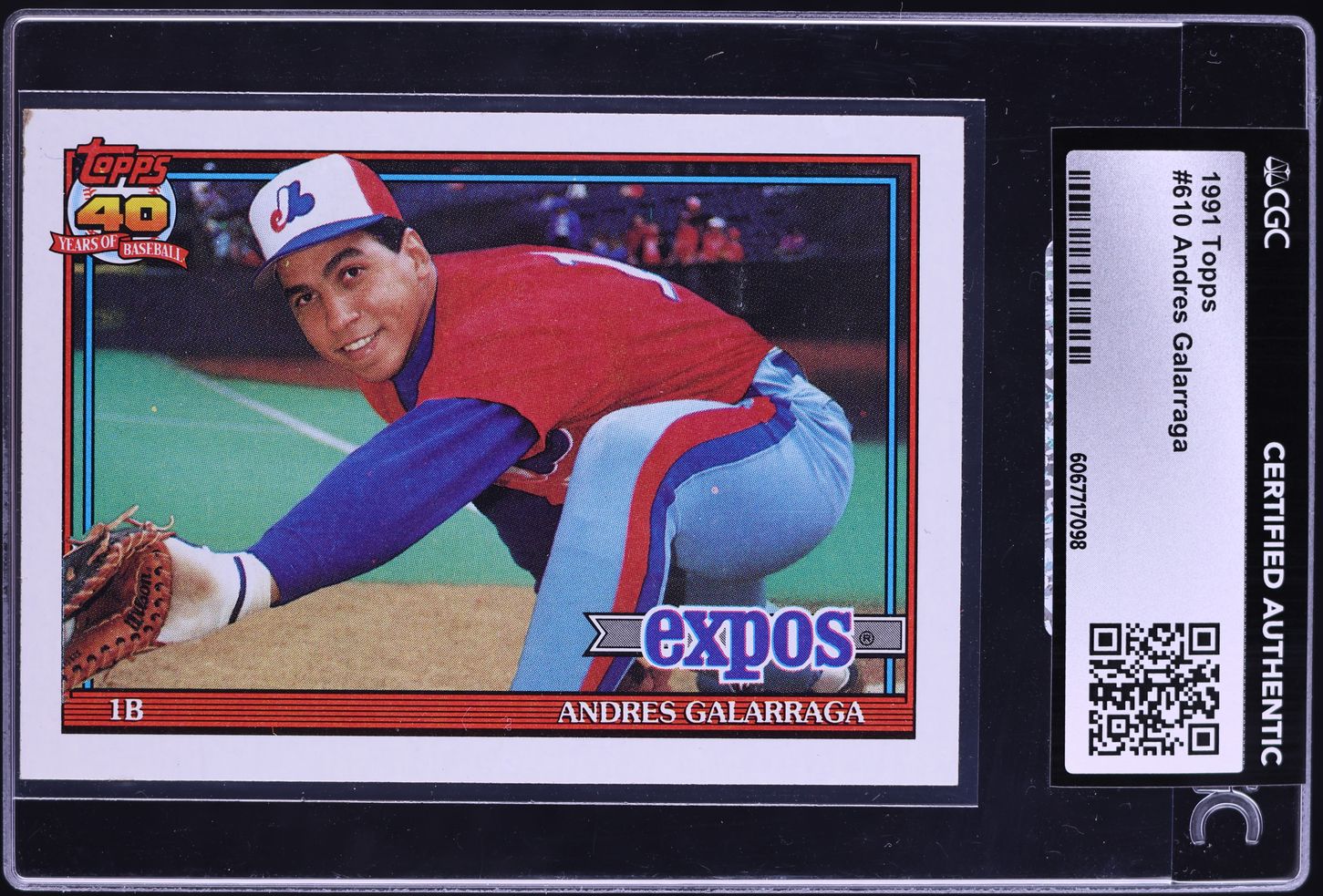 1991 Topps Andres Galarraga #610 CGC AUTH