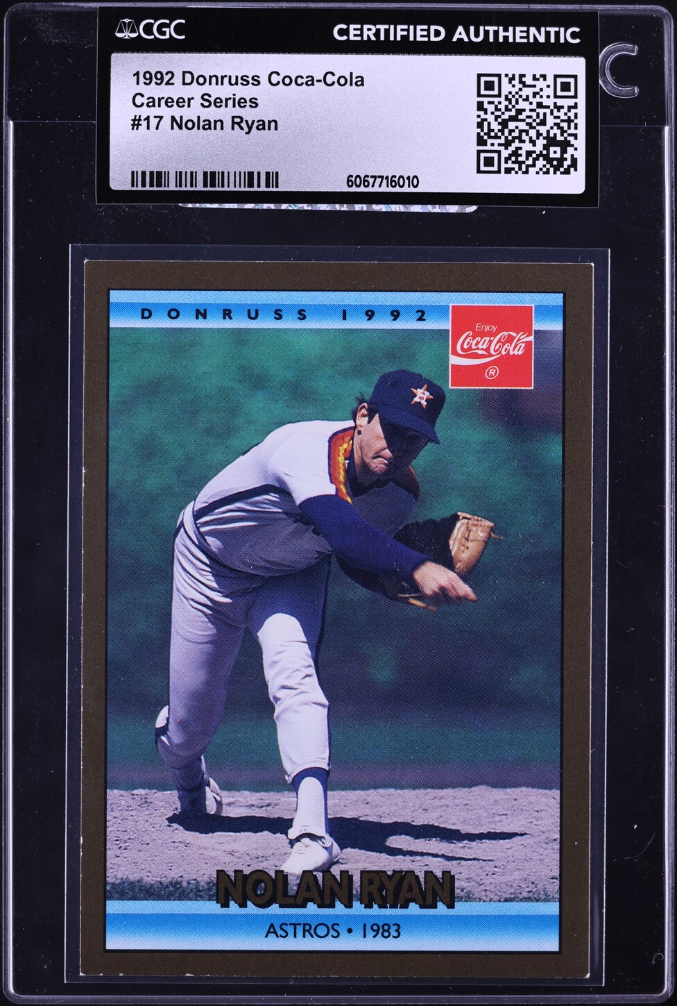1992 Donruss Coca-Cola Career Series Nolan Ryan #17 CGC AUTH