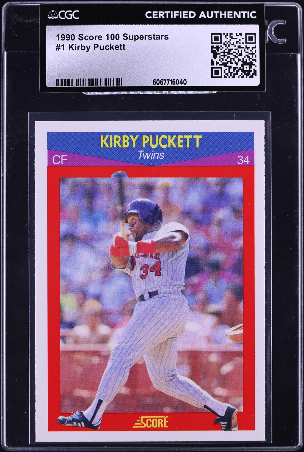 1990 Score 100 Superstars Kirby Puckett #1 CGC AUTH