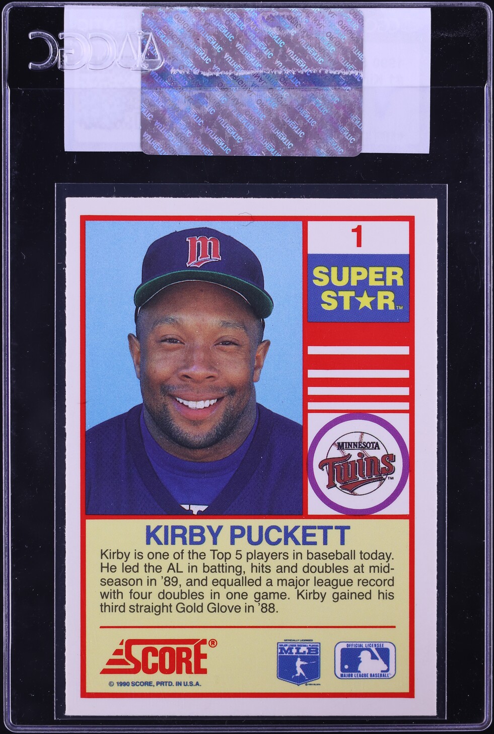 1990 Score 100 Superstars Kirby Puckett #1 CGC AUTH