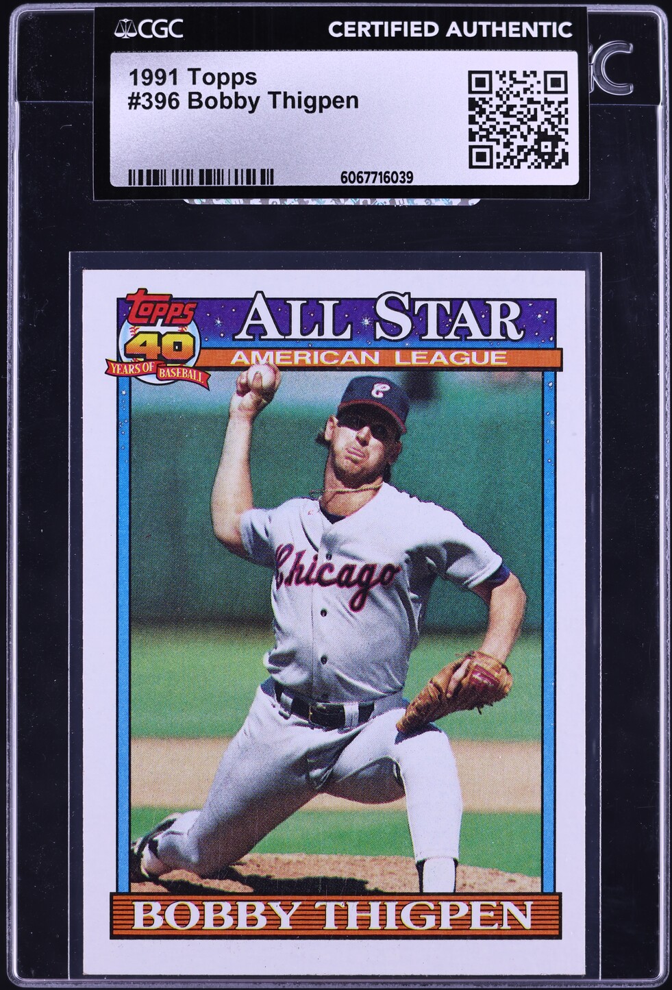 1991 Topps Bobby Thigpen #396 CGC AUTH