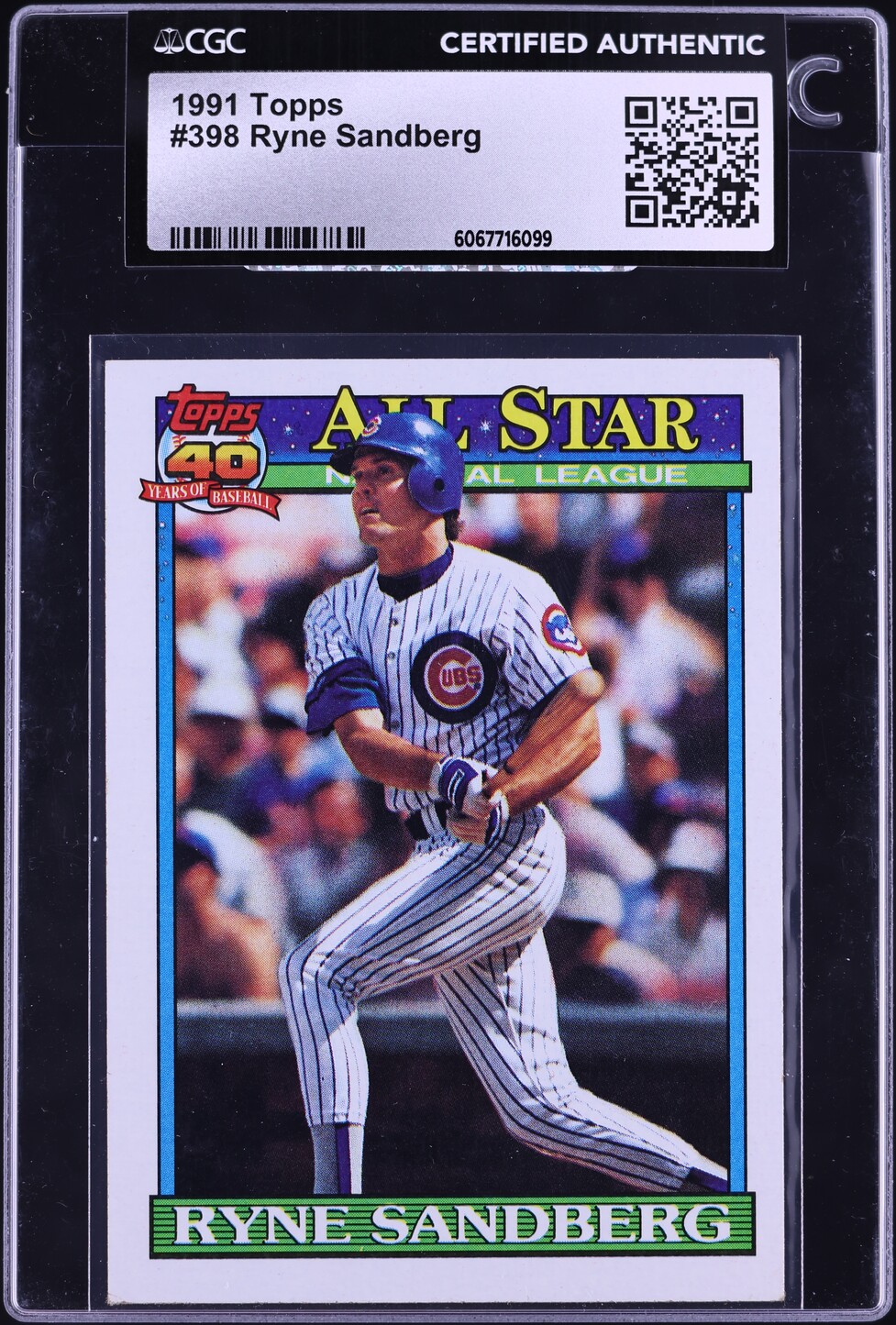 1991 Topps Ryne Sandberg #398 CGC AUTH