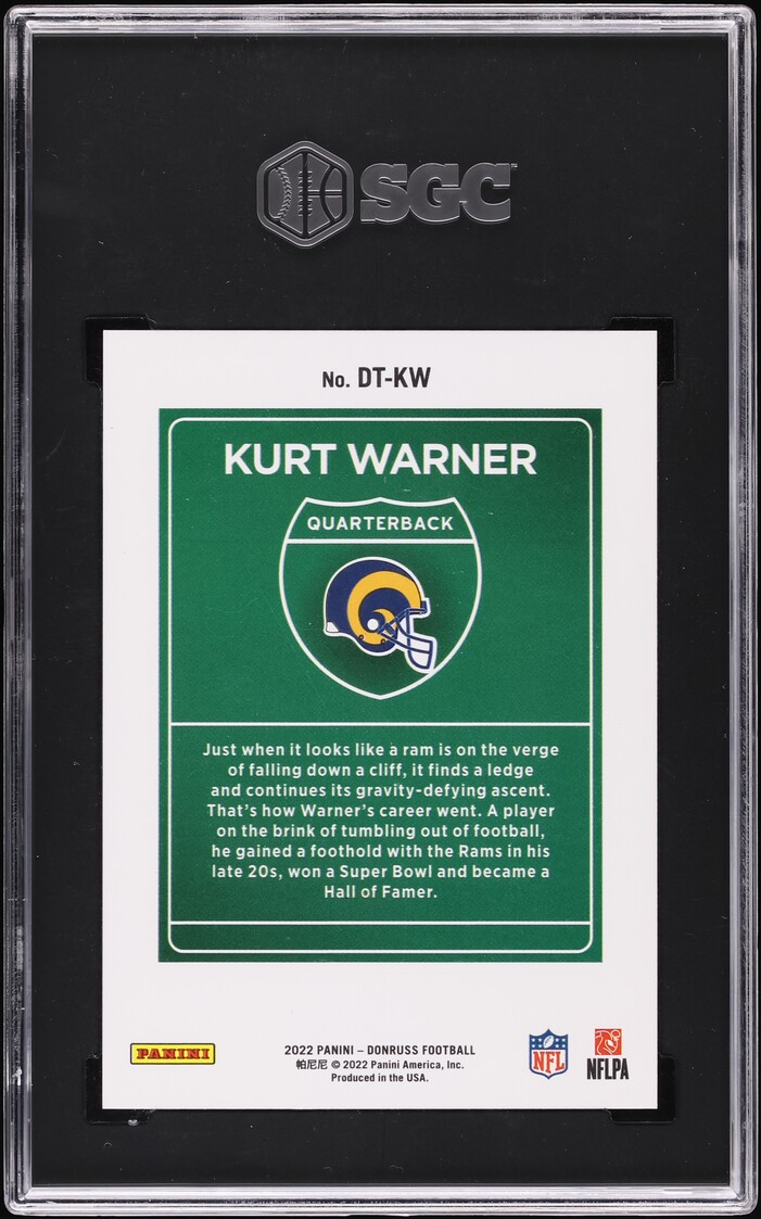 2022 Donruss Downtown! Kurt Warner #DT-KW SGC 10 GEM MINT