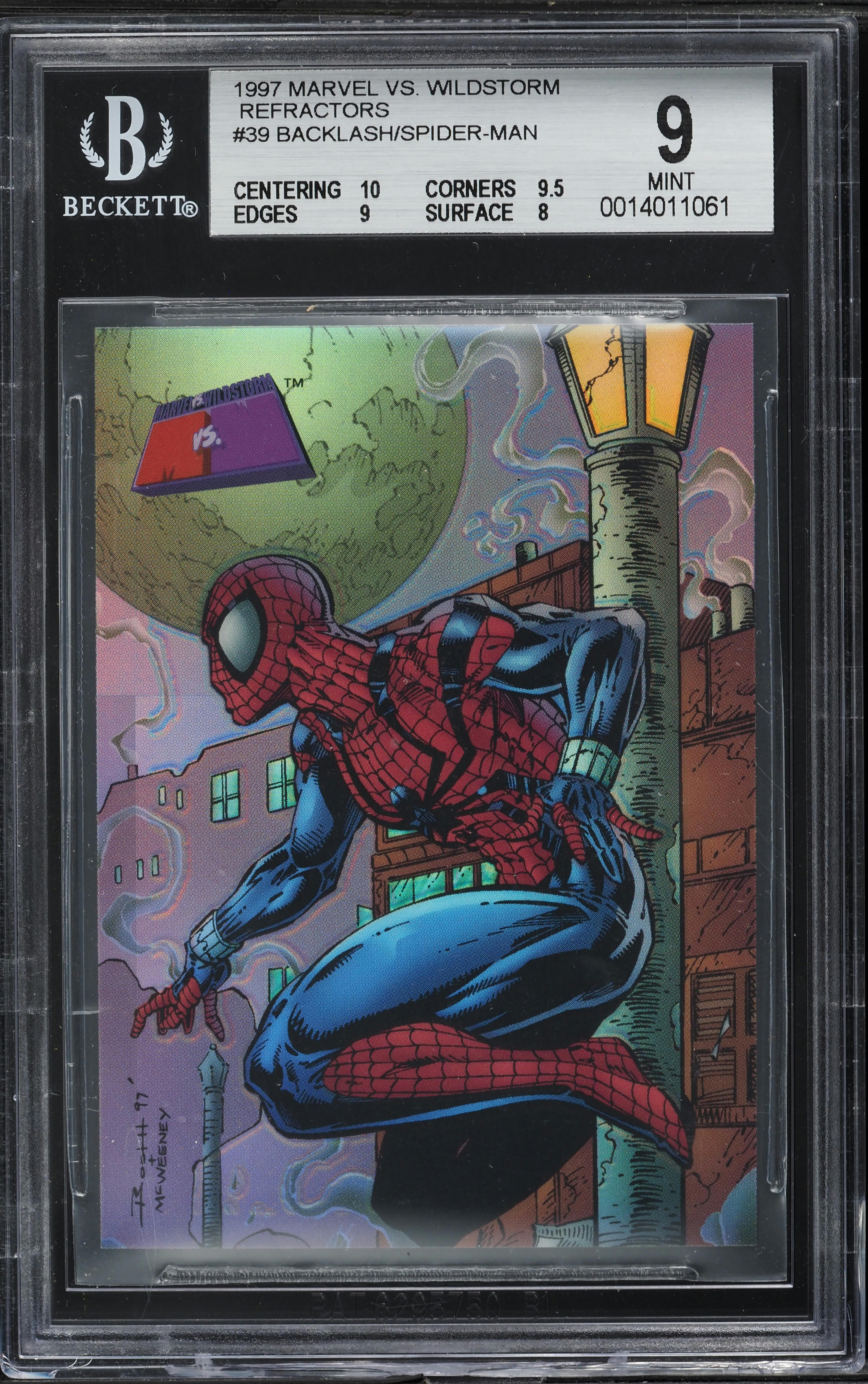 1997 Marvel Vs. Wildstorm Refractor Backlash Spider-Man #39 BGS 9