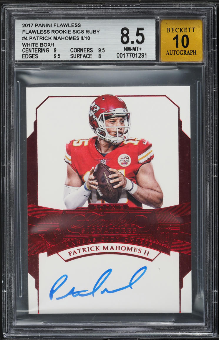 2017 Panini Flawless Ruby White Box Patrick Mahomes II ROOKIE AUTO 1/1 BGS 8.5