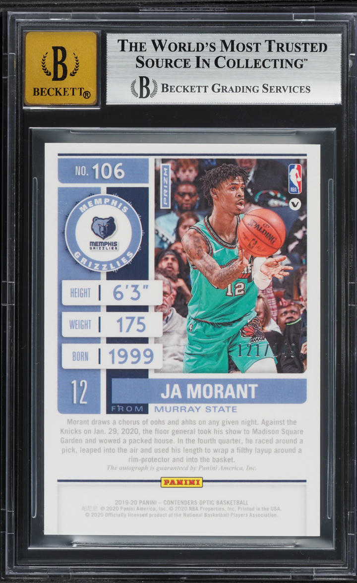 2019 Panini Contenders Optic Red Ja Morant ROOKIE AUTO /149 #106