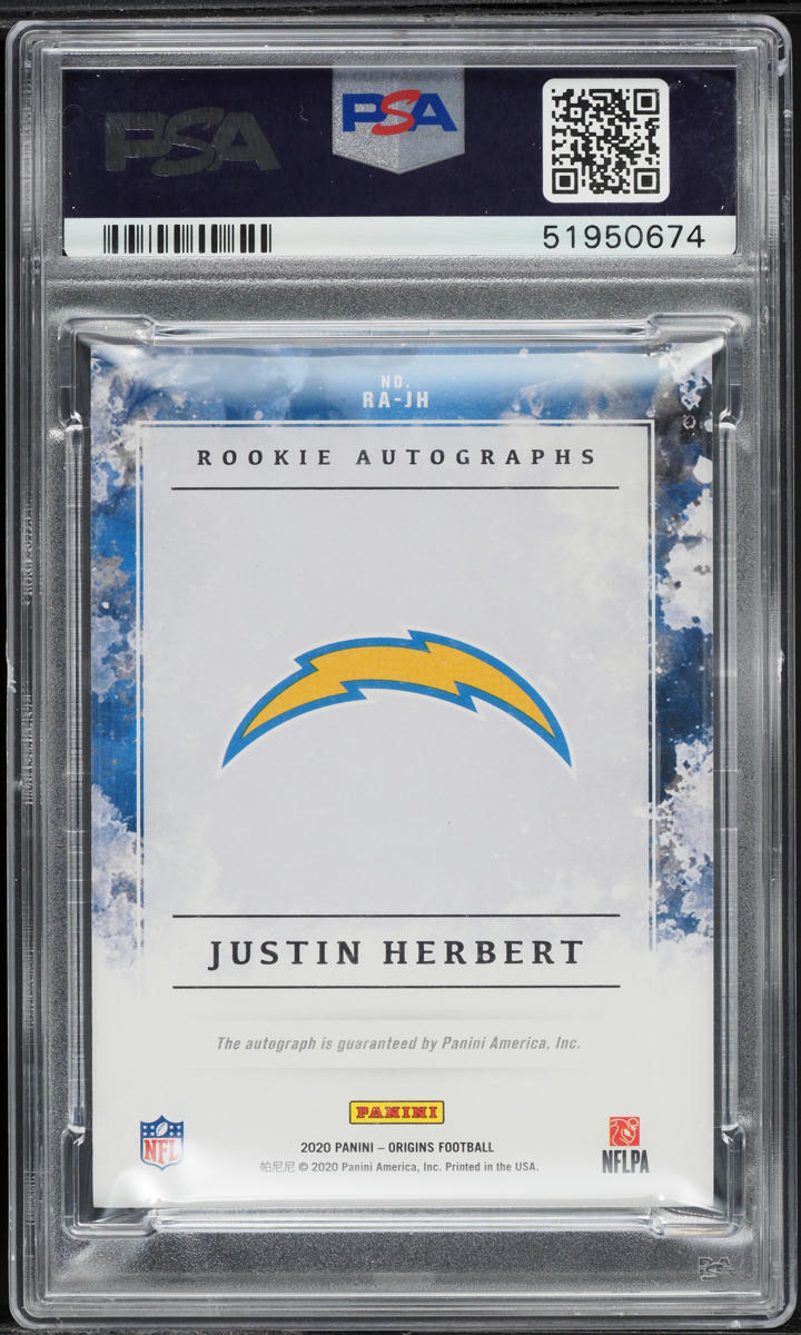2020 Panini Origins Purple Justin Herbert ROOKIE AUTO /17 #RA-JH PSA 10 GEM GEM
