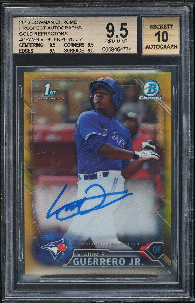 2016 Bowman Chrome Gold Ref. Vladimir Guerrero Jr. PROSPECT AUTO /50 BGS 9.5 GEM