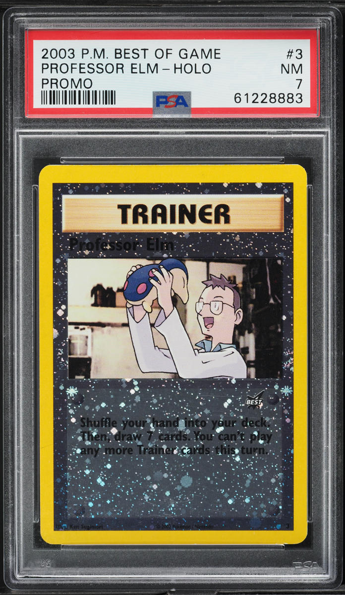 2003 Pokemon Best Of Game Promo Reverse Holo Professor Elm #3 PSA 7 NRMT