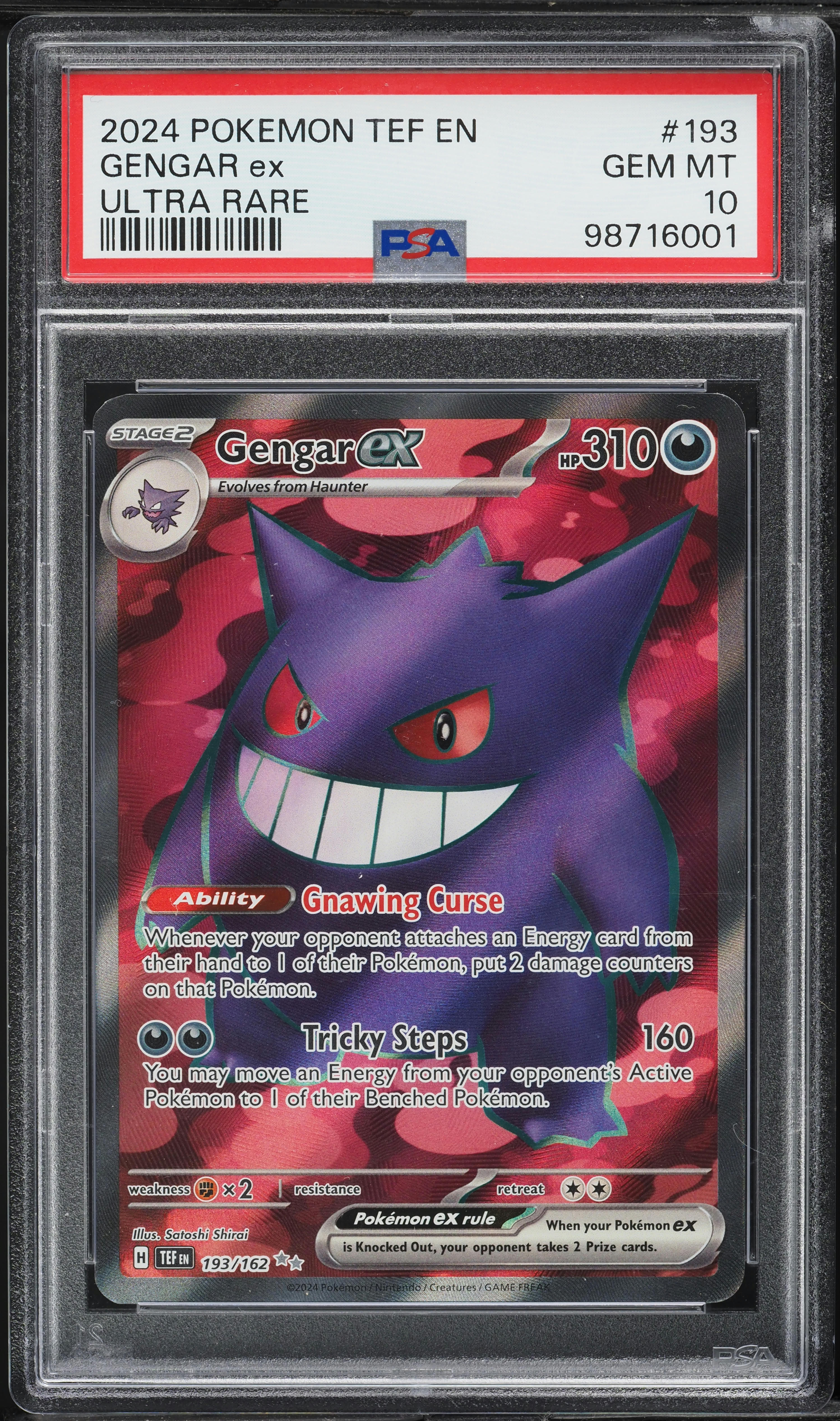 2024 ポケモンカード Gengar ex PSA 10 2枚セット 2024 Pokemon SV Temporal Forces Full Art Gengar ex #193 PSA 10 GEM