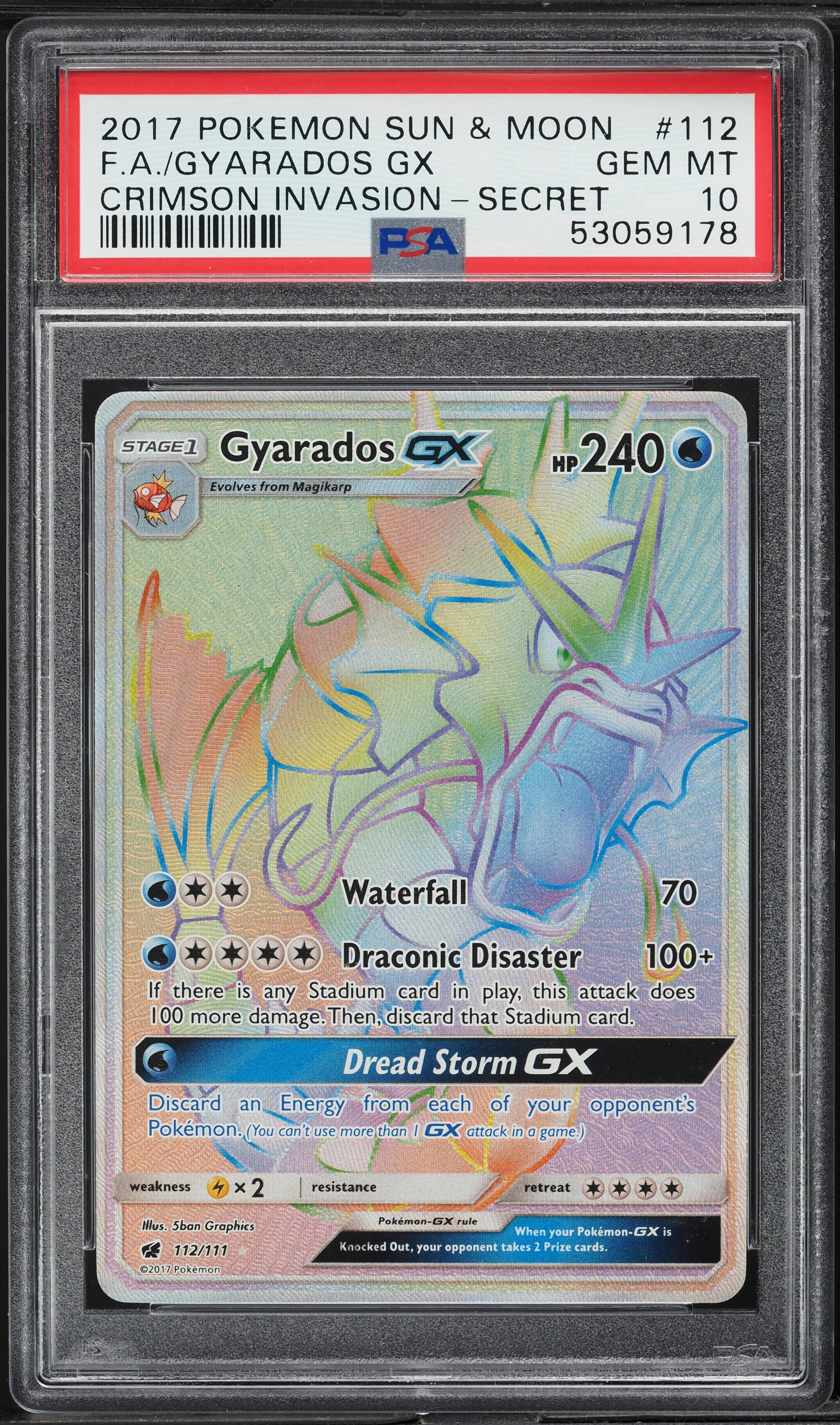2017 Pokemon Sun & Moon Crimson Invasion Hyper Rare Gyarados GX #112 PSA 10 GEM on Fanatics Collect 2017 Pokemon Sun & Moon Crimson Invasion Hyper Rare Gyarados GX #112 PSA 10 GEM on Fanatics Collect