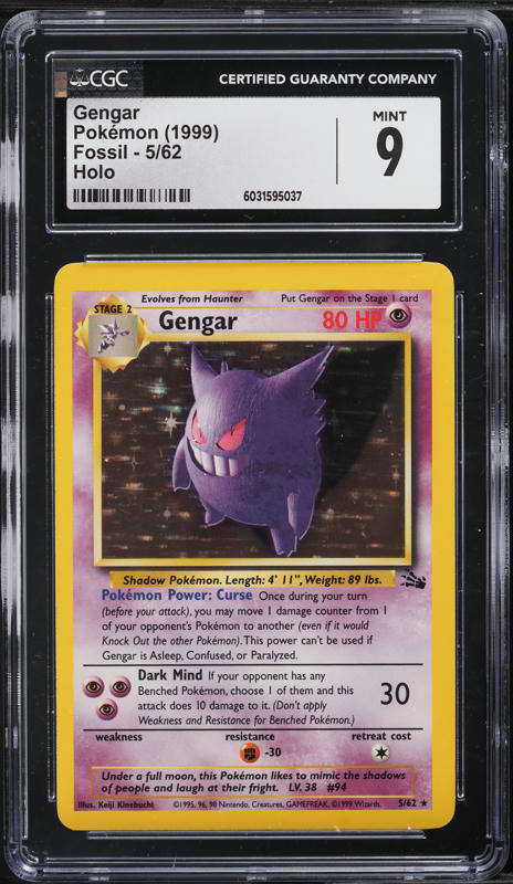 gengar holographic pokemon card value - 066/196 - Deck Exclusives [HOLO] art depiction of Gengar that makes it a true standout piece 1999 Pokemon Fossil Holo Gengar
