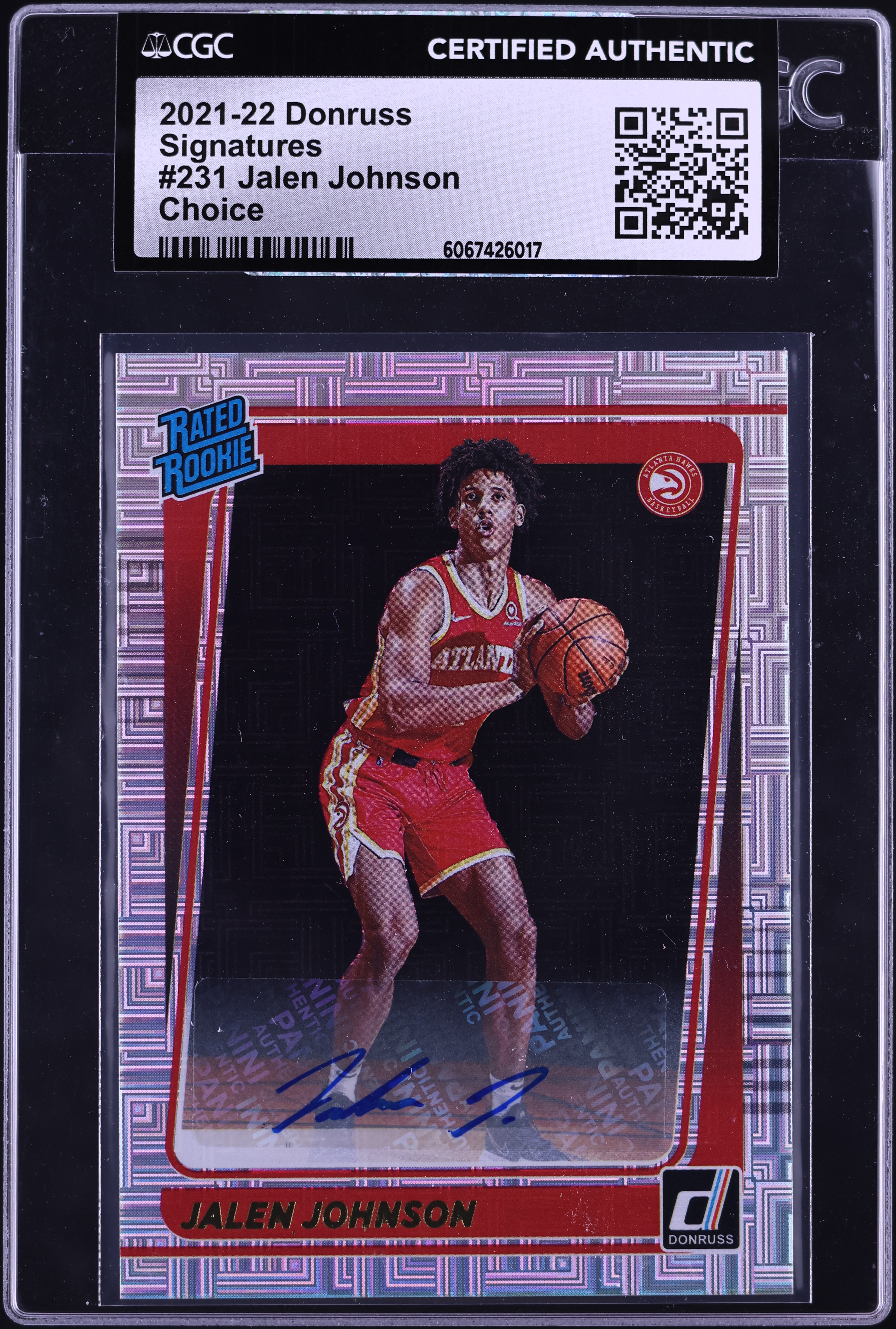 2021 Donruss Signatures Choice Jalen Johnson ROOKIE AUTO #231 CGC