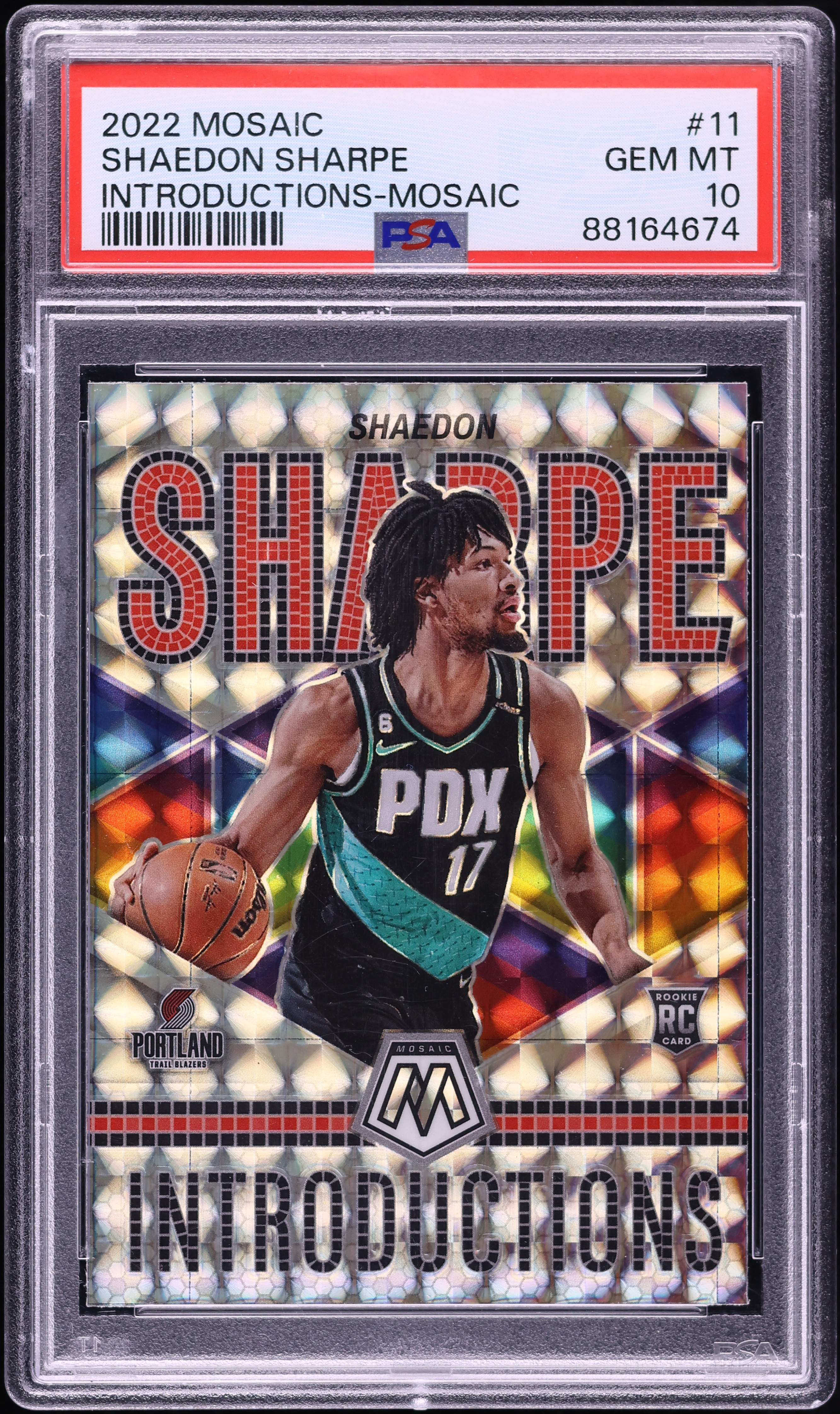 2022 Panini Mosaic Introductions Shaedon Sharpe ROOKIE #11 PSA 10