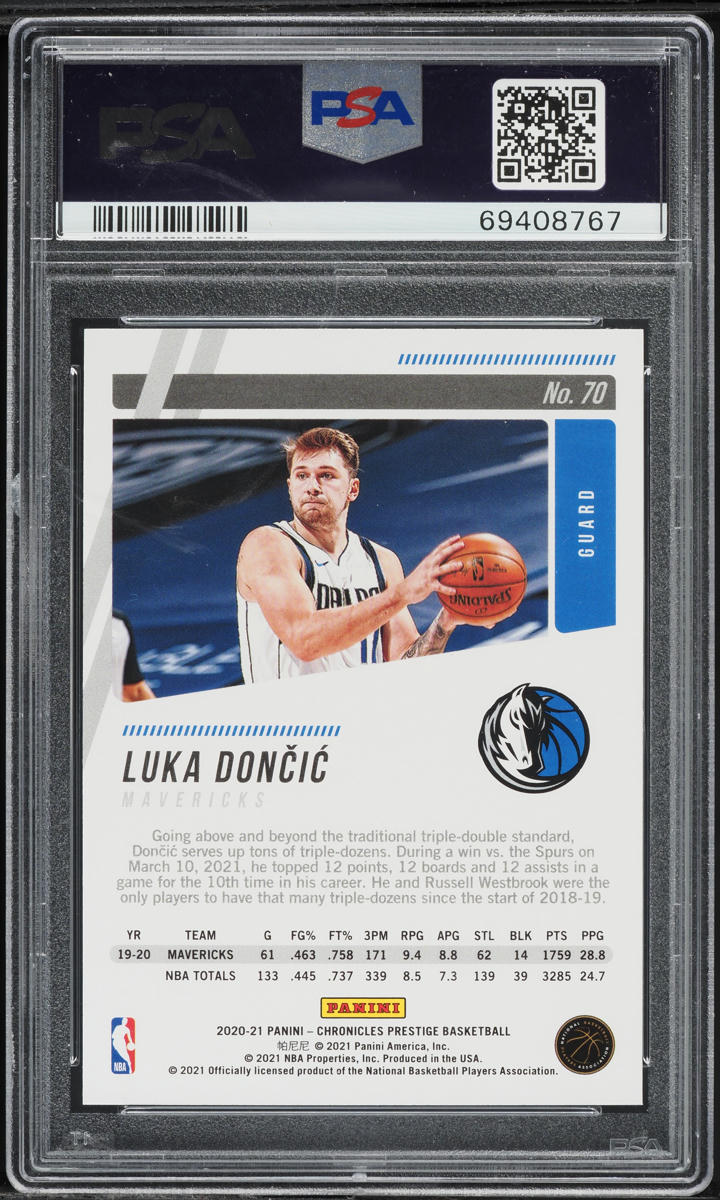 2020 Panini Chronicles Prestige Teal Luka Doncic #70 PSA 9 MINT