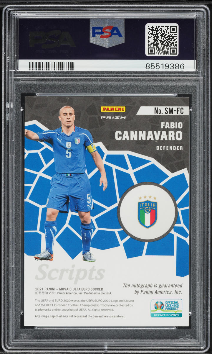 2020 Panini Mosaic UEFA Euro '20 Scripts Green Fabio Cannavaro AUTO #SM-FC PSA 8