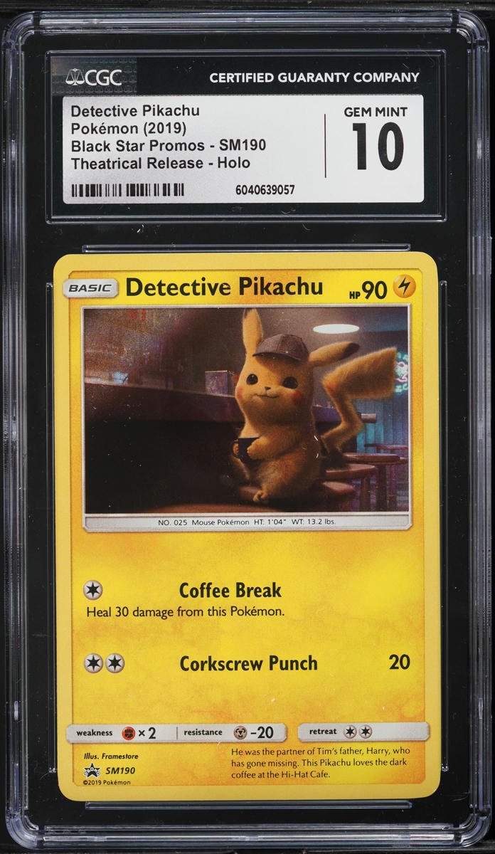 2019 Pokemon Black Star Theatrical Release Holo Detective Pikachu #SM190 CGC 10