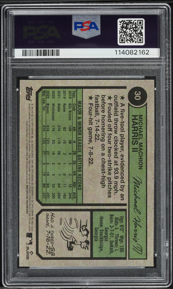 2023 Topps Heritage Chr-Prp Hot Box Refractor Michael Harris II RC #30 PSA 10