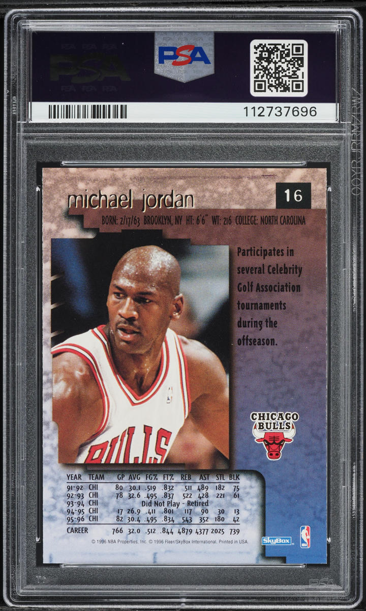 1996 Skybox Premium Michael Jordan #16 PSA 9 MINT on Fanatics Collect