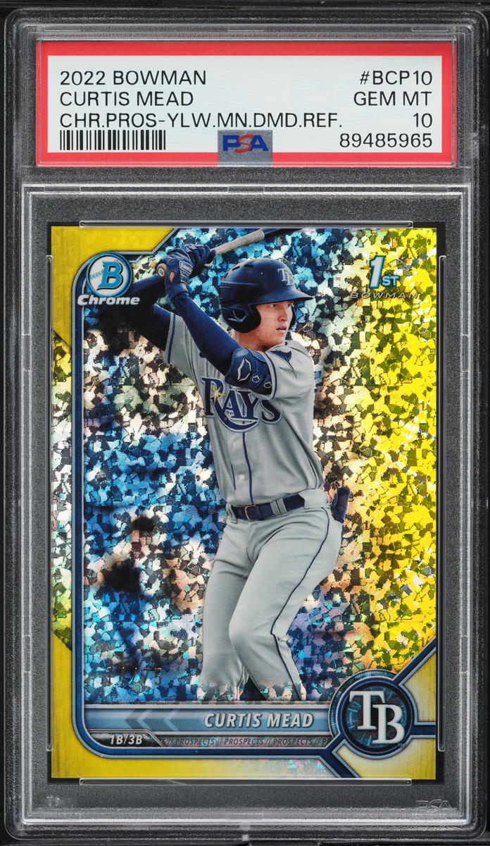 2022 Bowman Chrome Yellow Mini Diamond Curtis Mead /75 #BCP10 PSA 10 GEM MINT