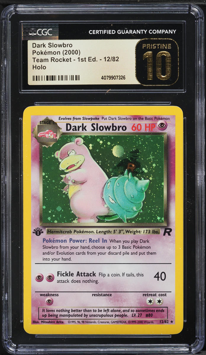 2000 Pokemon Team Rocket 1st Edition Holo Dark Slowbro #12 CGC 10 PRISTINE